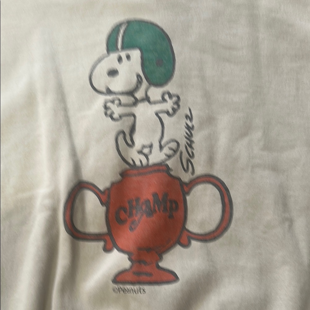 Junk Food Clothing Cream Crewneck with Snoopy Trophy Graphic - Picture 3 of 6